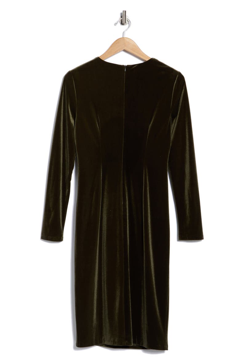 Long Sleeve Ruched Velvet Midi Dress, Alternate, color, OLIVE