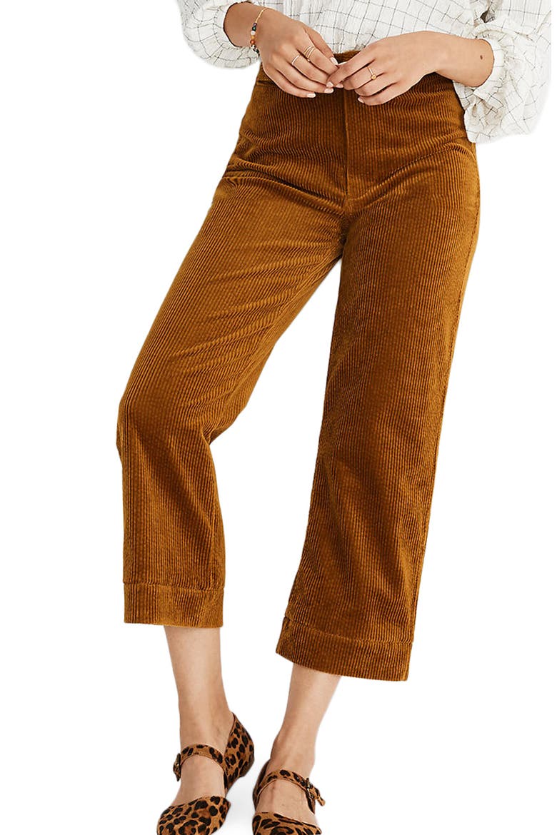 Slim Emmett Wide Leg Crop Pants: Corduroy Edition, Main, color, EGYPTIAN GOLD