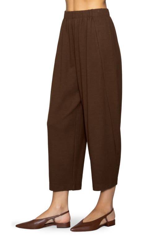 Melloday Brushed Crop Pants In Brown