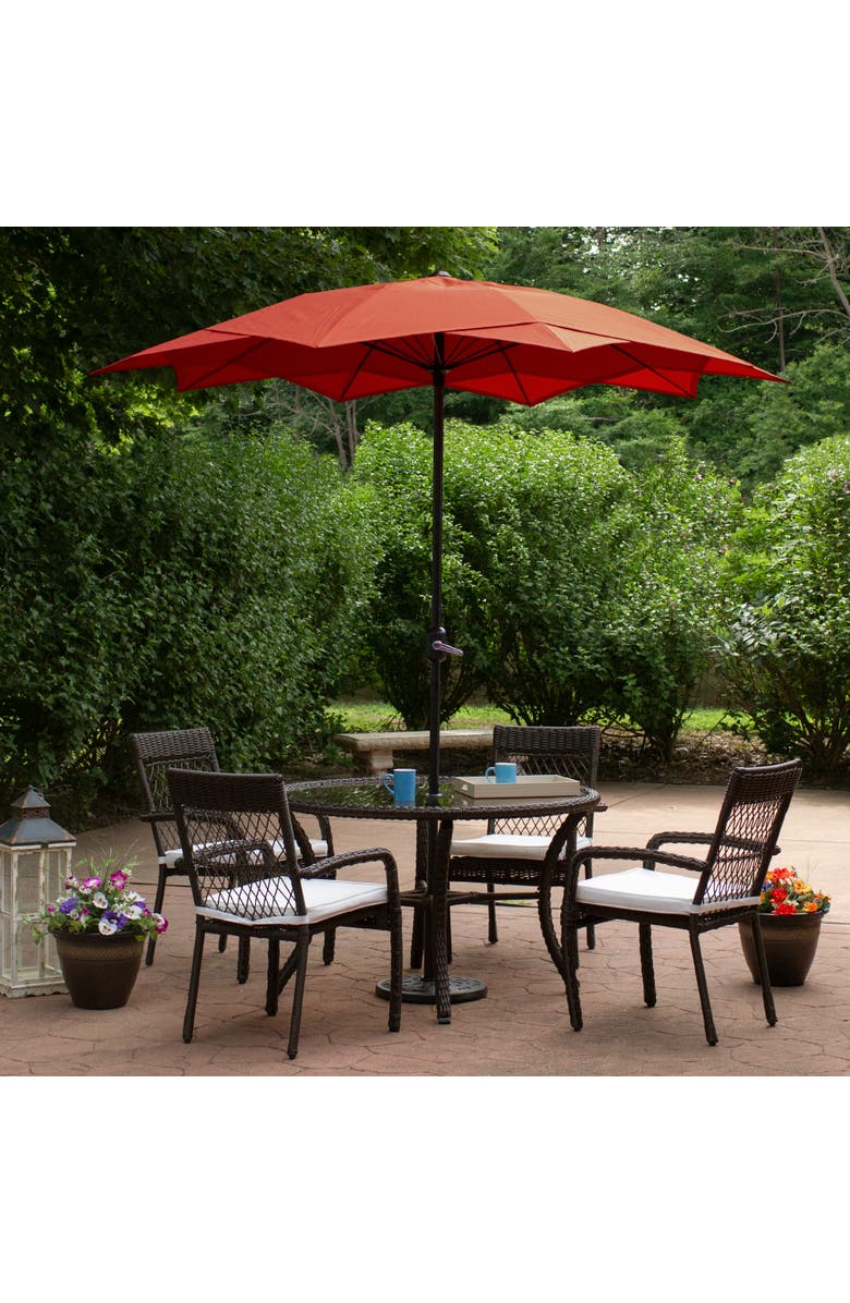 Northlight 8.85ft Outdoor Patio Lotus Umbrella with Hand Crank, Terracotta, Alternate, color, Orange