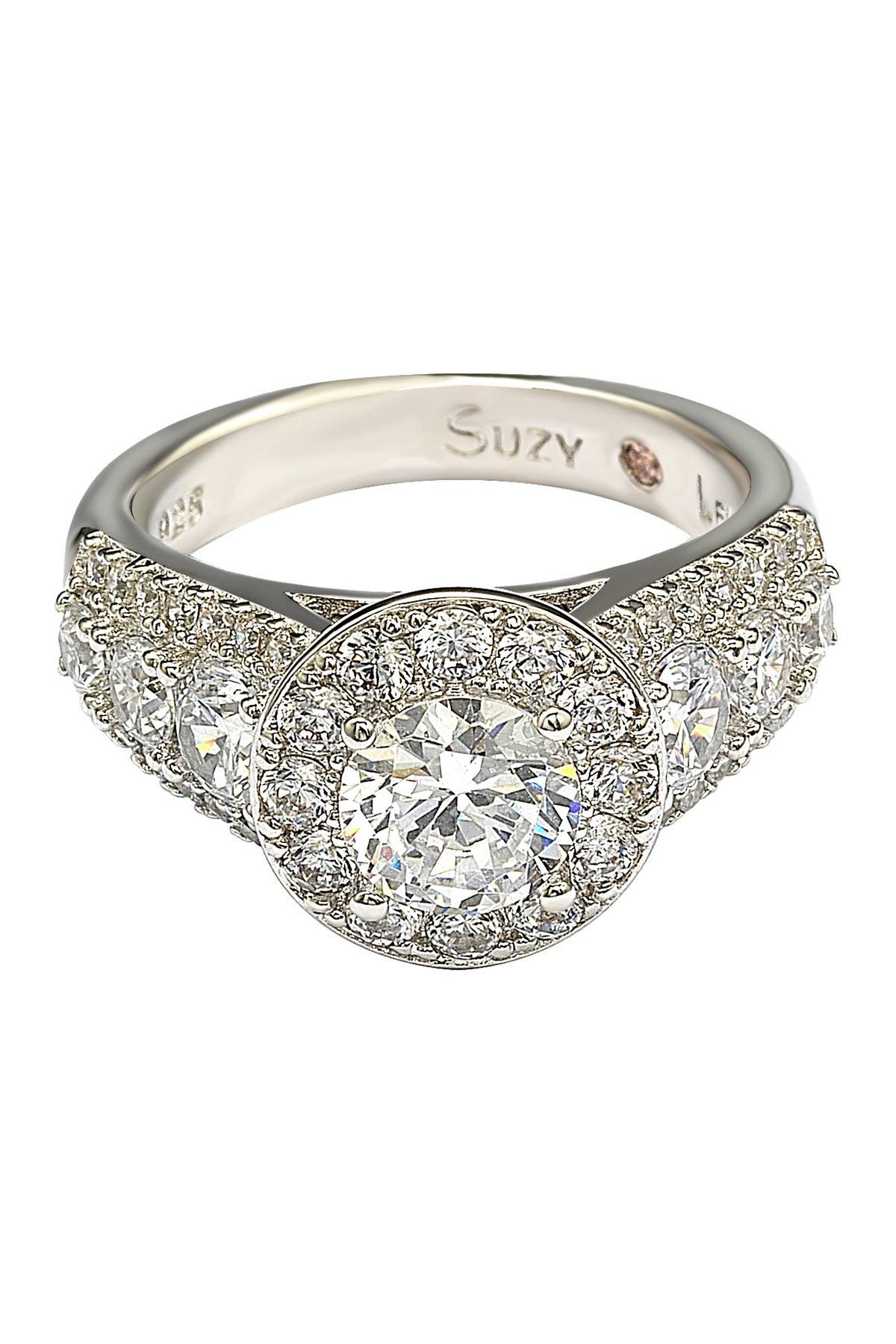 SUZY LEVIAN Sterling Silver White CZ Engagement Ring
