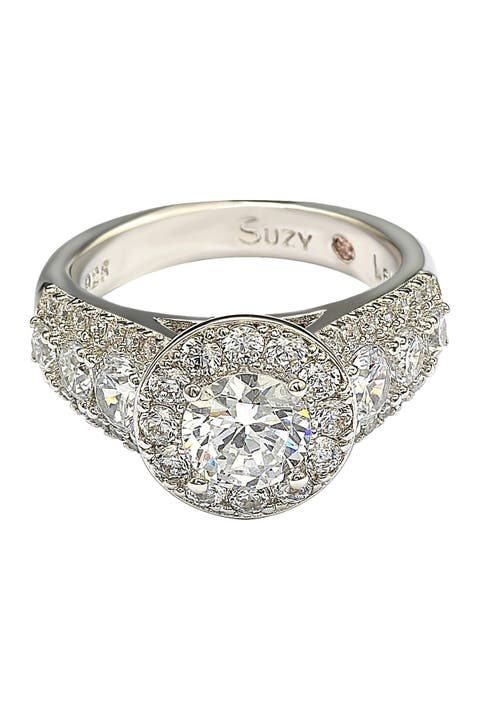 Sterling Silver White CZ Engagement Ring