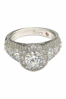 SUZY LEVIAN Sterling Silver White CZ Engagement Ring