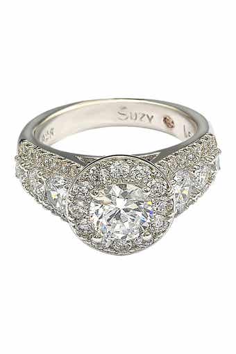 SUZY LEVIAN Sterling Silver White CZ Engagement Ring