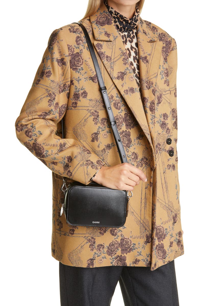 Ganni Leather Camera Crossbody Bag, Alternate, color,