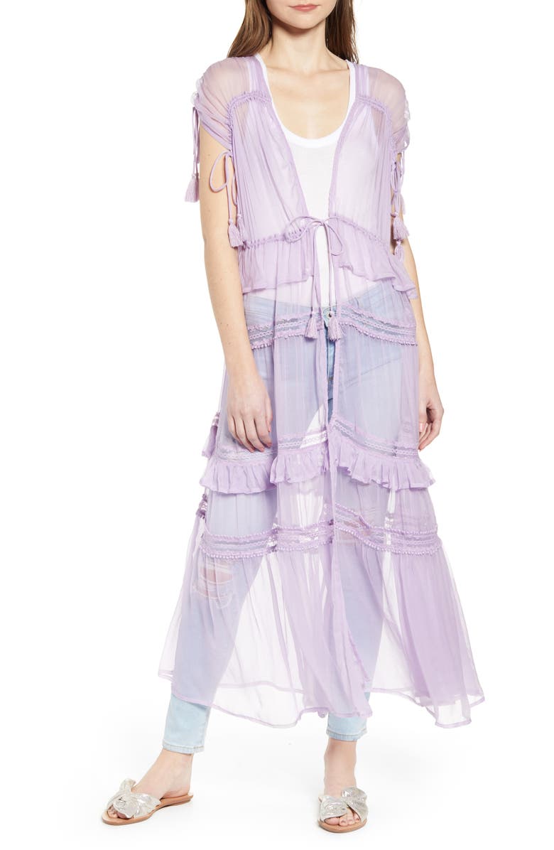 New Friends Colony NFC Tiered Lace Sheer Duster, Main, color, 