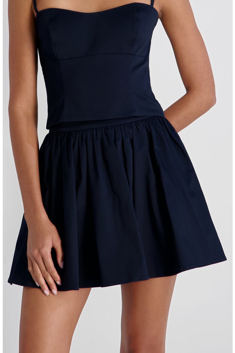 Stretch Cotton Sateen Miniskirt, Main, color, MARINE
