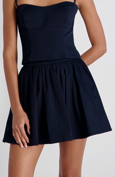 Stretch Cotton Sateen Miniskirt