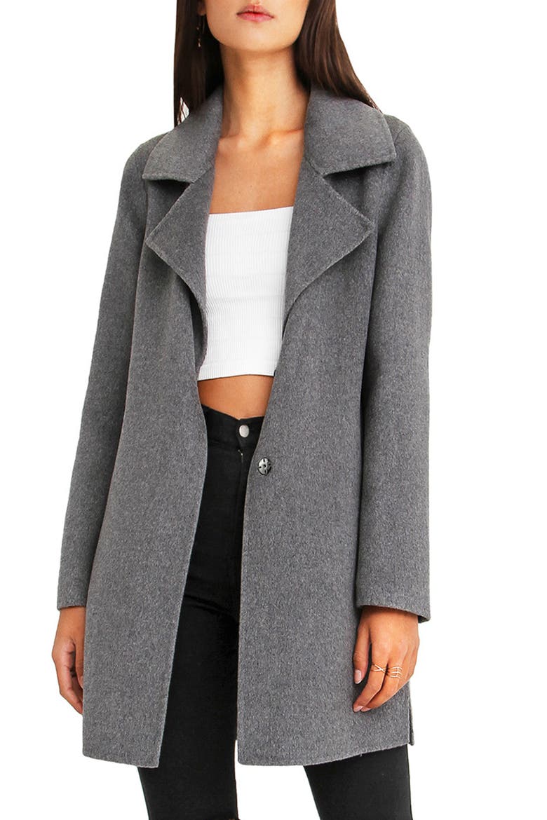 BELLE AND BLOOM Ex-Boyfriend Wool Blend Coat, Alternate, color, DARK GREY
