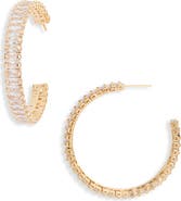 Tasha Baguette Stone C Hoop Earrings