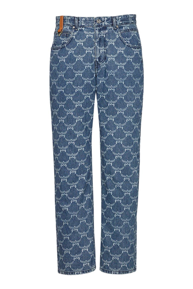 Lauretos Monogram Denim Jeans, Alternate, color, Indigo