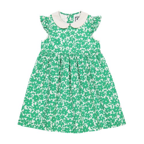 Busy Bees Riley Peter Pan Collar Dress in Green Poppy 