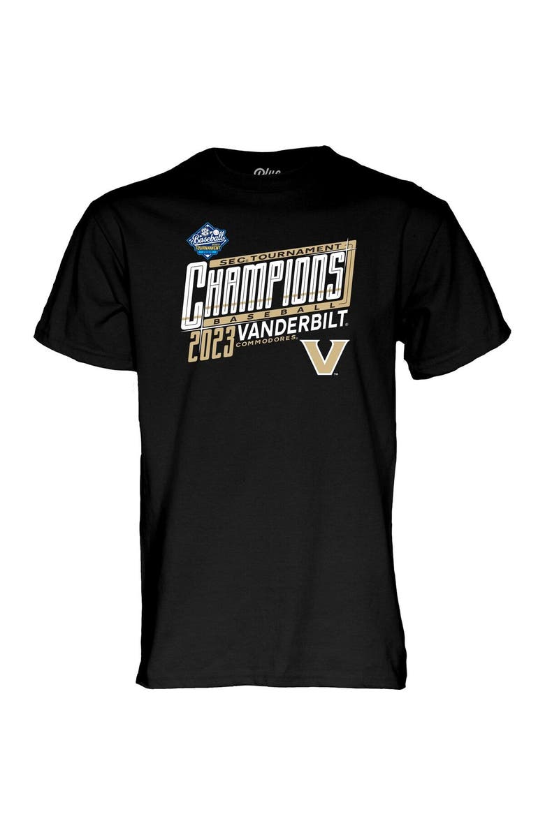 BLUE 84 Black Vanderbilt Commodores 2023 SEC Baseball Conference Tournament Champions Locker Room T-Shirt, Alternate, color, 