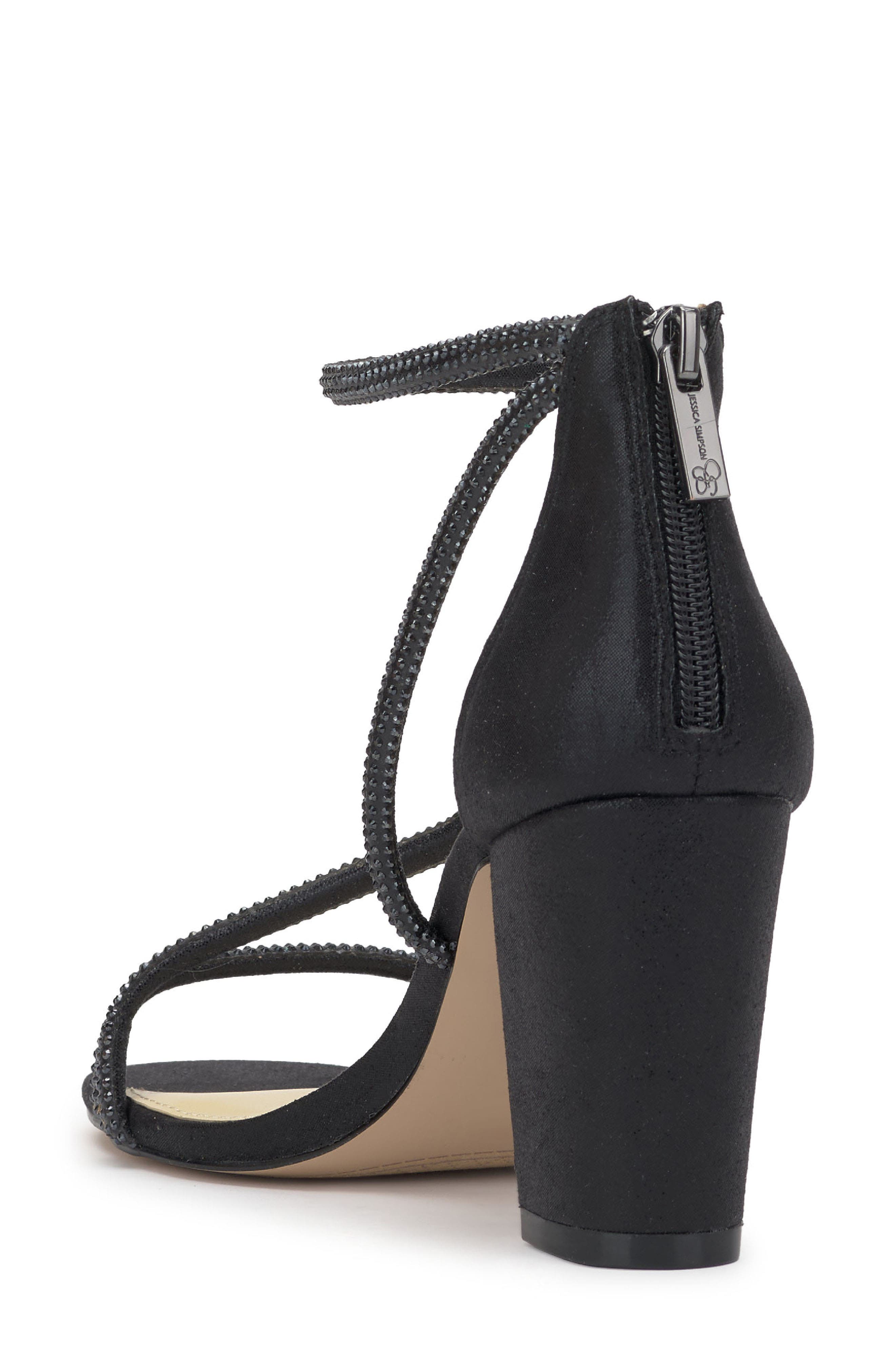 Jessica Simpson Shiny Ankle Strap Sandal, Alternate, color, Black