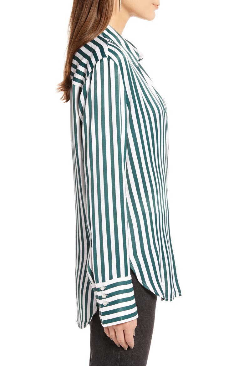 Stripe Boyfriend Shirt, Alternate, color, GREEN BUG WIDE STRIPE