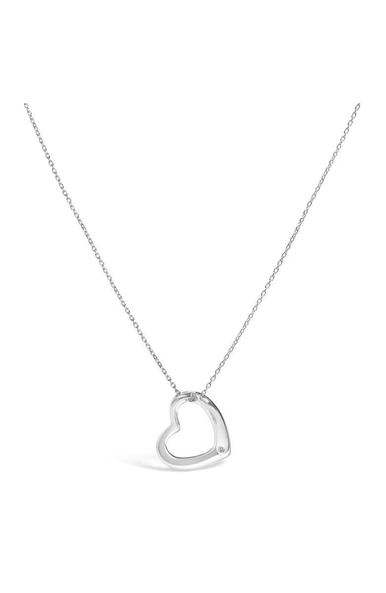 Haus of Brilliance Sterling Silver Bezel Set Diamond Accent Heart Pendant Necklace, Main, color, Silver
