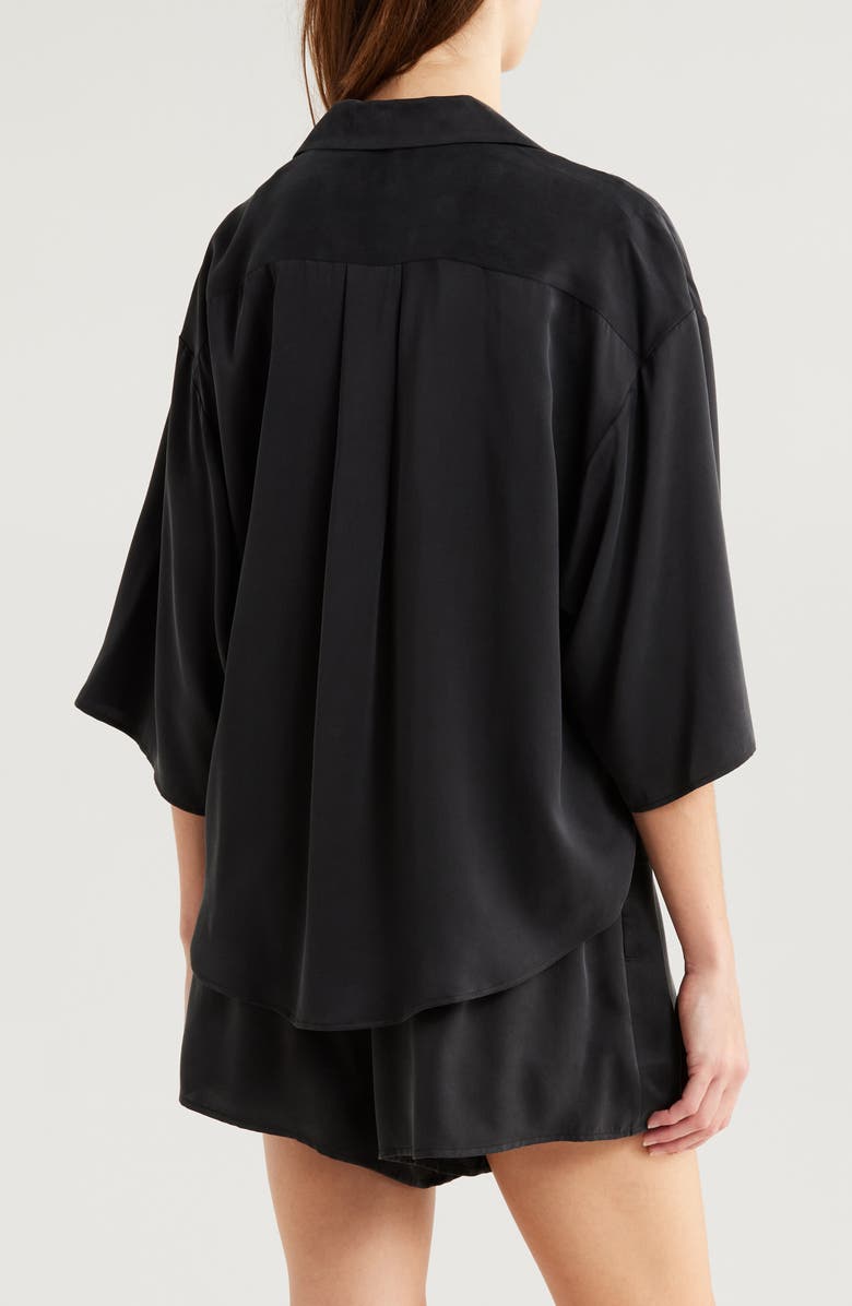 Lunya Washable Silk Button-Up Short Pajamas, Alternate, color, Immersed Black
