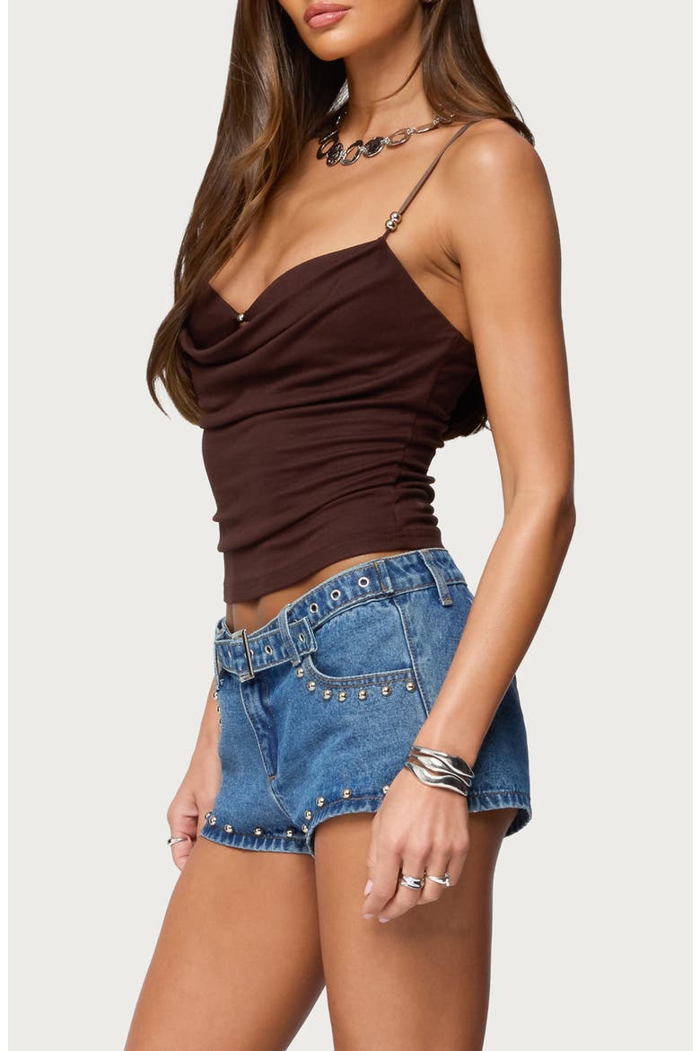 Layered Cowl Neck Camisole, Alternate, color, DARK-BROWN