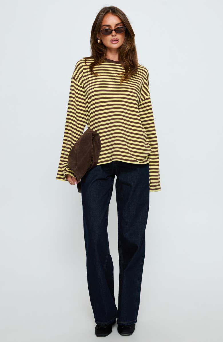 Princess Polly Settle Down Stripe Oversize T-Shirt, Alternate, color, Yellow