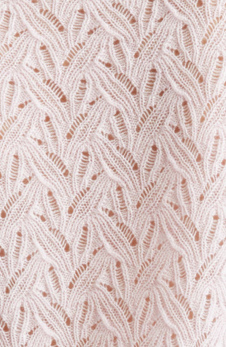 Johnstons of Elgin Pointelle Feather Cashmere Sweater, Alternate, color, Rose