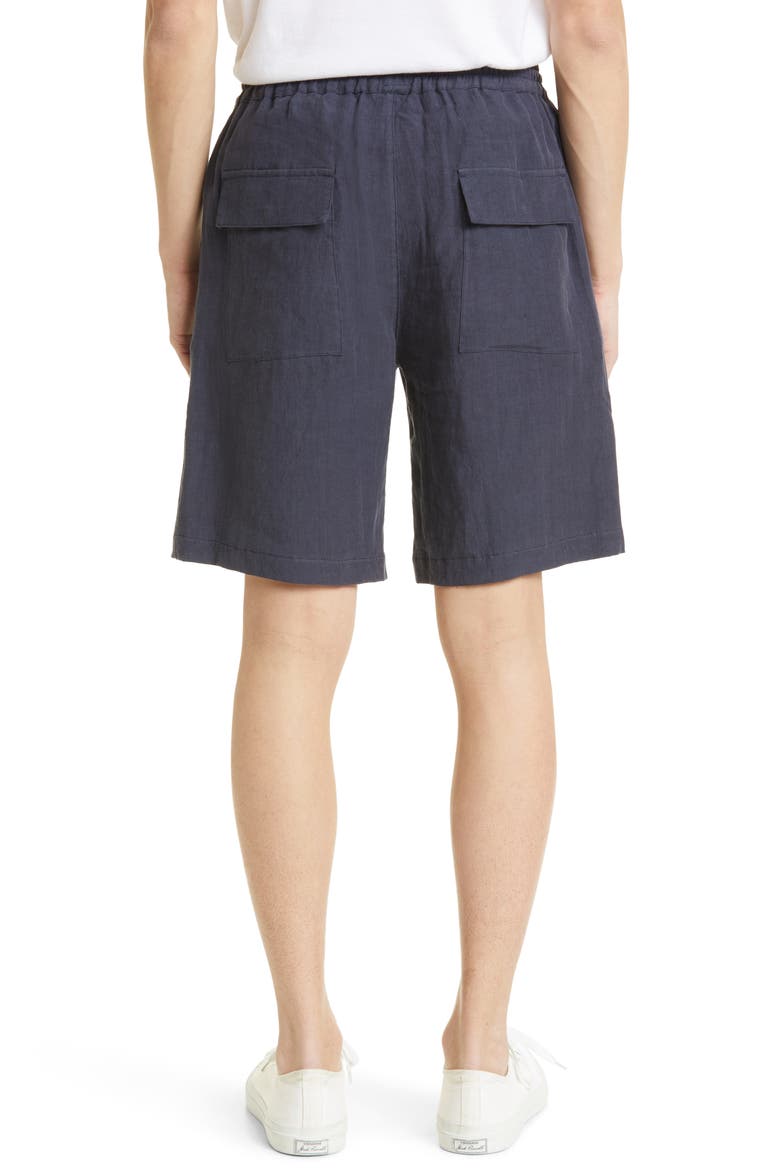 Linen Cargo Bermuda Shorts, Alternate, color, BLUE