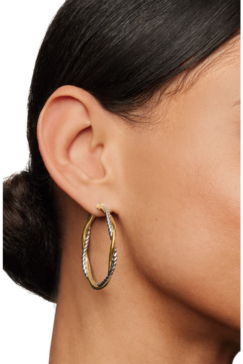 Petite Infinity Hoop Earrings in Sterling Silver with 14K Yellow Gold, Alternate, color, STERLING SILVER WITH 14K GOLD