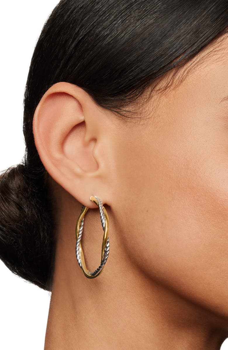 David Yurman Petite Infinity Hoop Earrings in Sterling Silver with 14K Yellow Gold, Alternate, color, Sterling Silver With 14K Gold