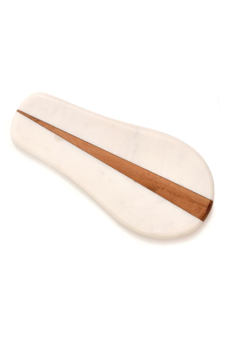 Marble and Wood Spoon Rest, Main, color, White