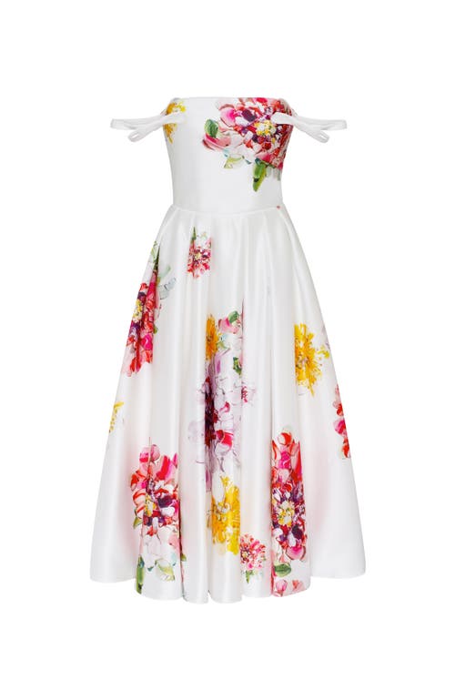 Milla Tea-length Ivory Floral Dress, Glow-up In Ivory Floral