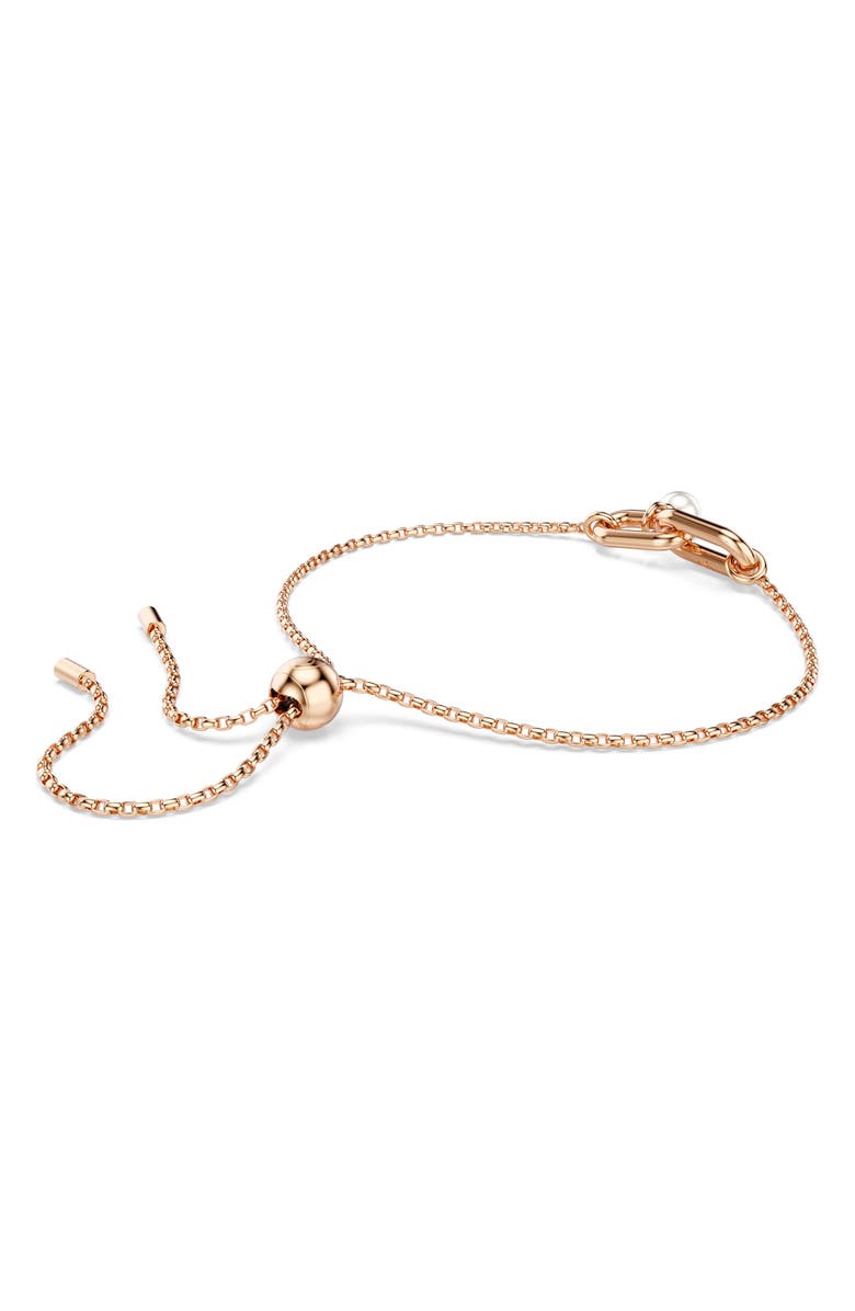 Swarovski Constella Crystal & Faux Pearl Bracelet, Alternate, color, Rose Gold/ White