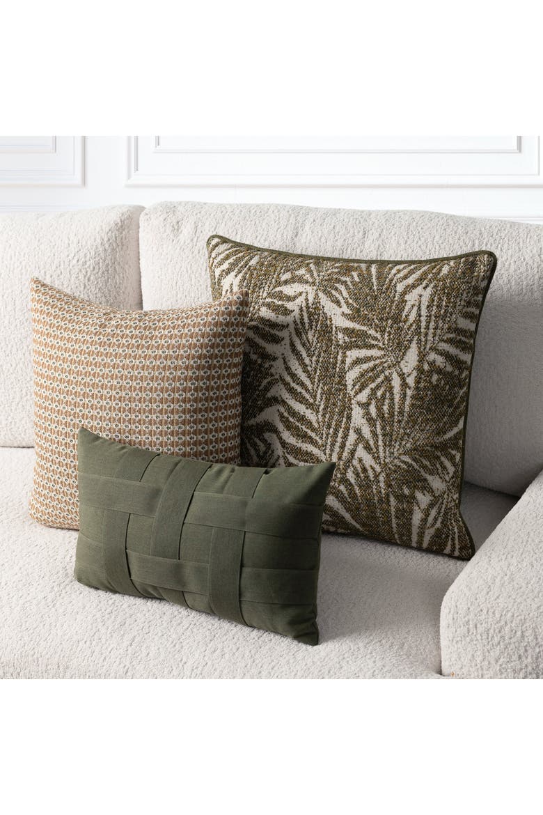 Canopy Dimensional Boucle Indoor & Outdoor Woven Accent Pillow & Insert, Alternate, color, Fern
