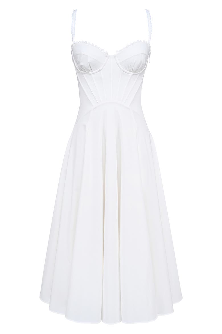 Steffani Corset Midi Sundress, Alternate, color, CLOUD DANCER