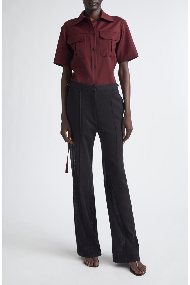 Nali Wool Blend Gabardine Button-Up Shirt, Alternate, color, OXBLOOD