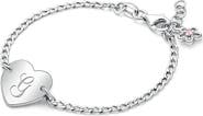 Tiny Blessings Sterling Silver Lovely Heart ID Bracelet & Engraved Initial 6" Bracelet