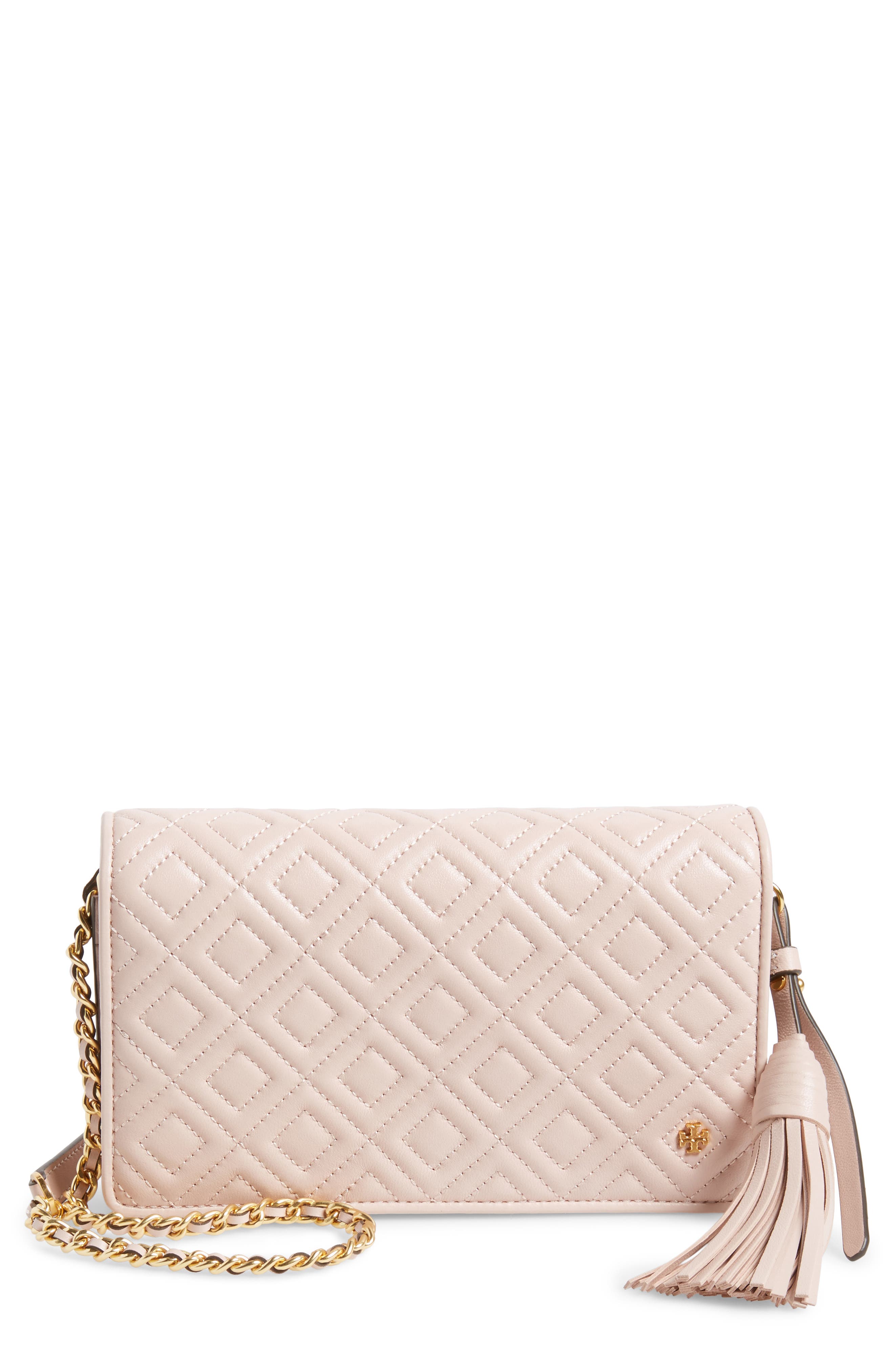 Fleming Leather Wallet/Crossbody, Main, color, SHELL PINK