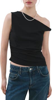 MANGO Asymmetric Ruched Top