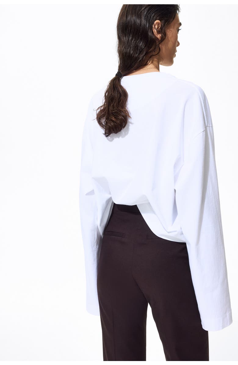 H&M Linen-blend Tailored Trousers, Alternate, color, Dark Brown
