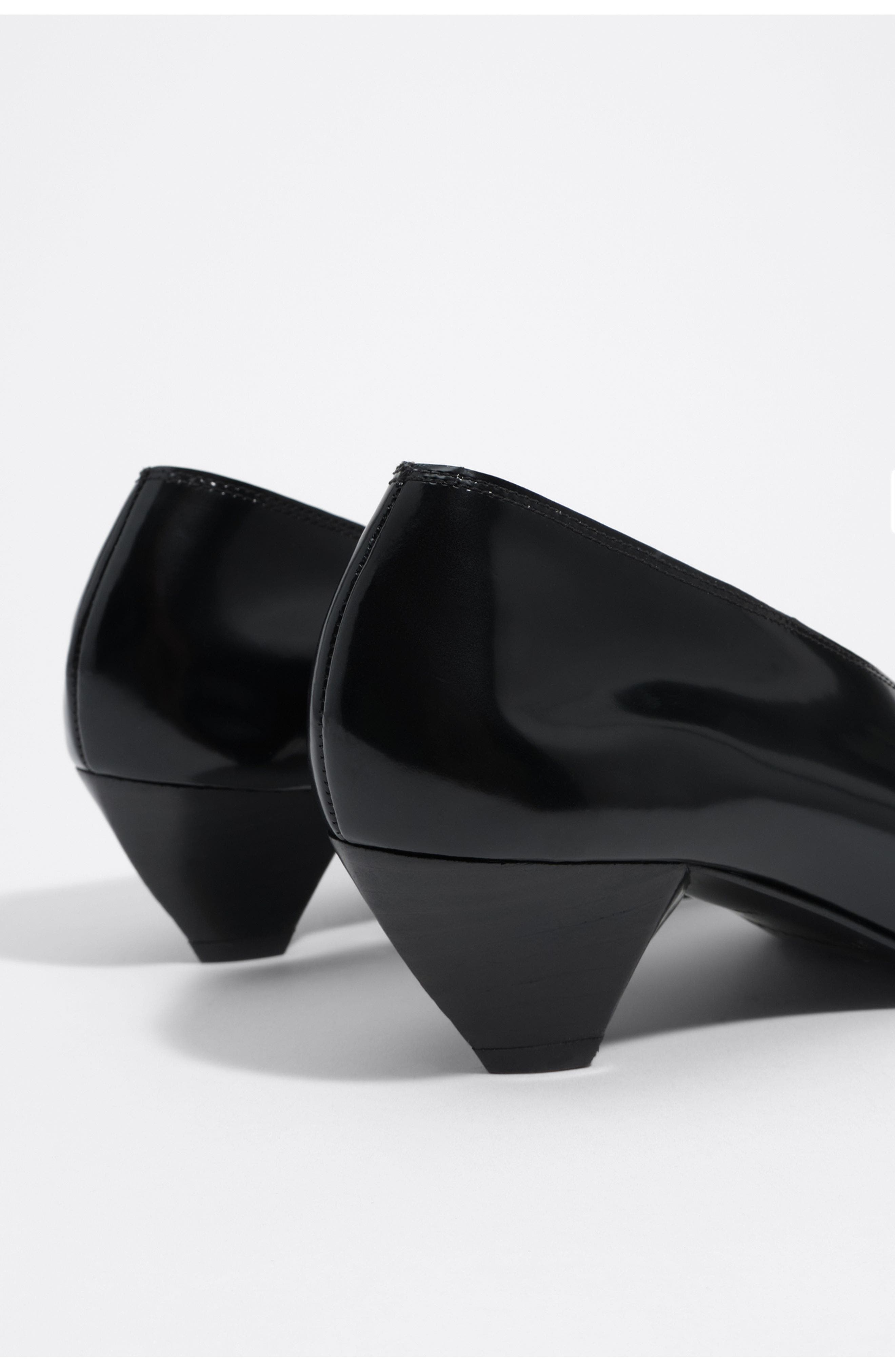 Leather Mid-Heel Court Shoe, Alternate, color, BLACK