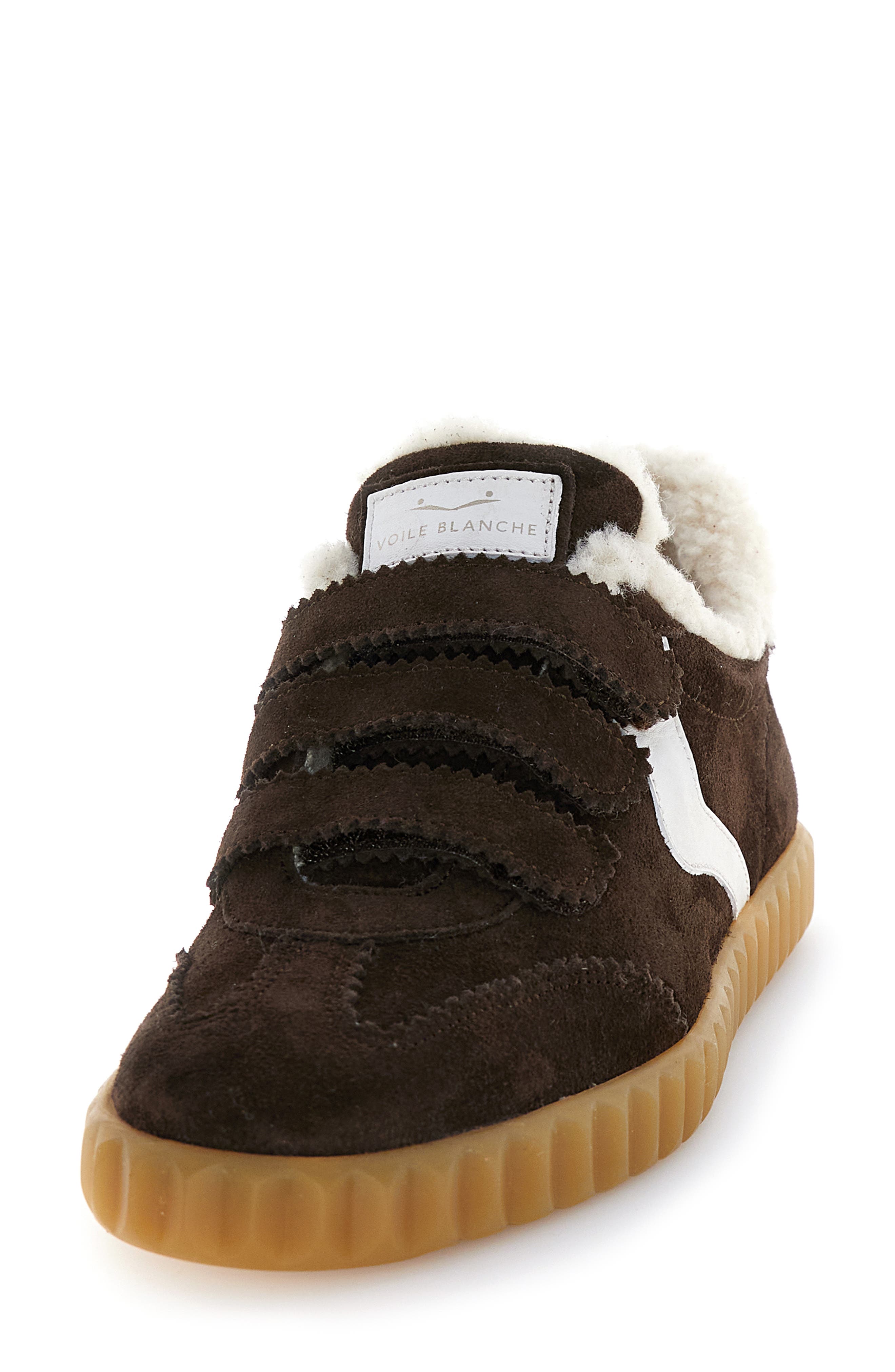 Voile Blanche Ines Faux Shearling Sneaker, Alternate, color, Dk Brown