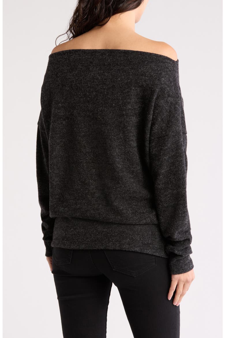 Brushed Knit Off-the-Shoulder Sweater, Alternate, color, CHARCOAL
