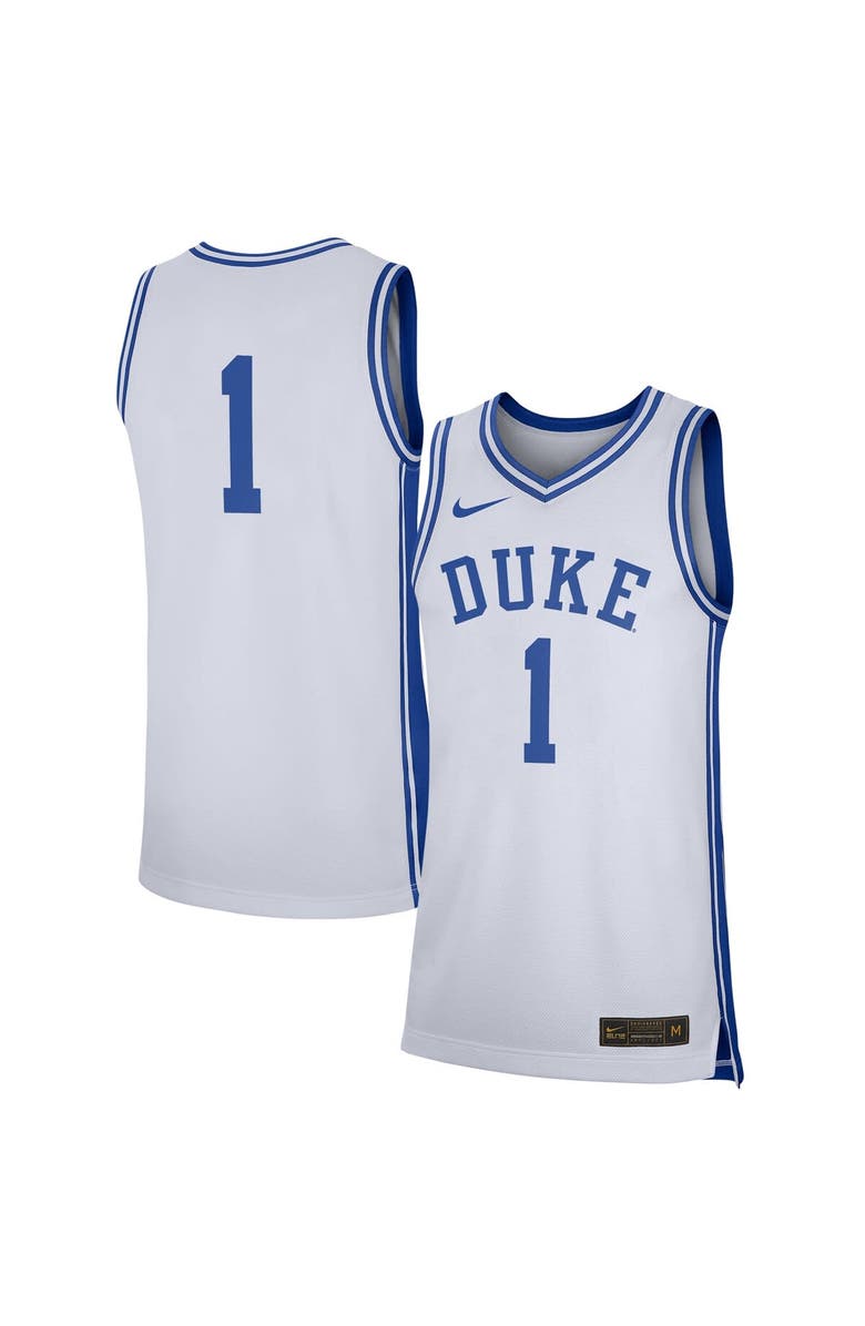 Nike Men's Nike #1 White Duke Blue Devils Replica Jersey, Main, color,
