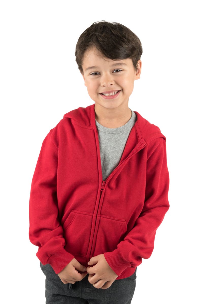 Leveret Kids Zip-Up Sweatshirt Hoodie, Cotton Blend, Solid Colors, Main, color, Red
