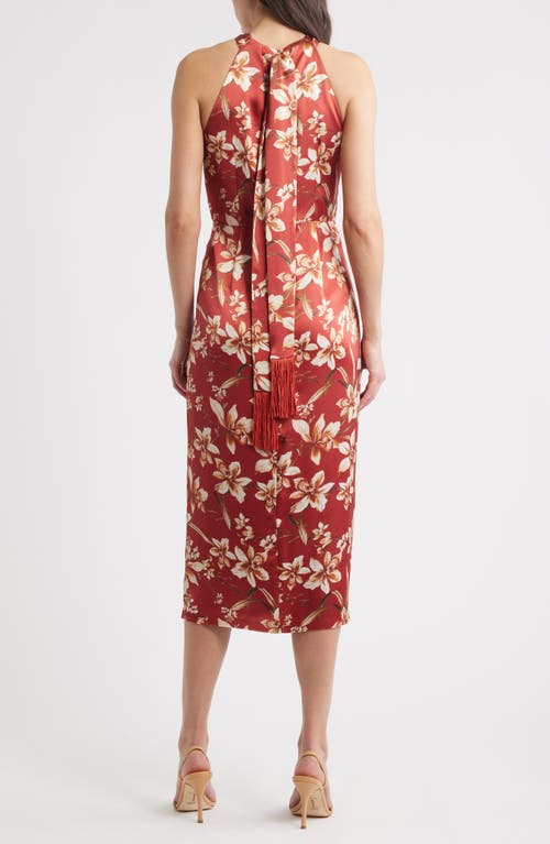 Eliza J Floral Center Twist Sheath Midi Dress In Red