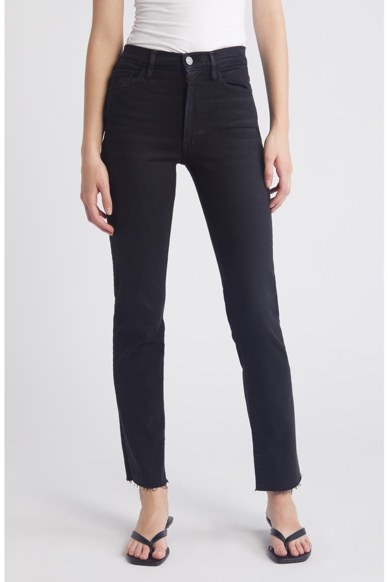 Le High Raw Hem Straight Leg Jeans, Main, color, BLACKTHORN