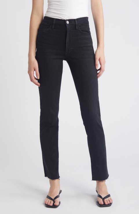 Le High Raw Hem Straight Leg Jeans (Blackthorn)