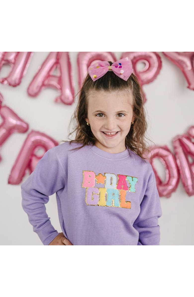 Sweet Wink Birthday Girl Patch Sweatshirt, Alternate, color, Lavender