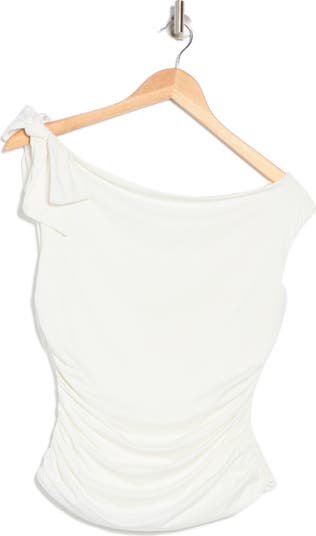 Bow One-Shoulder Ruched Top
