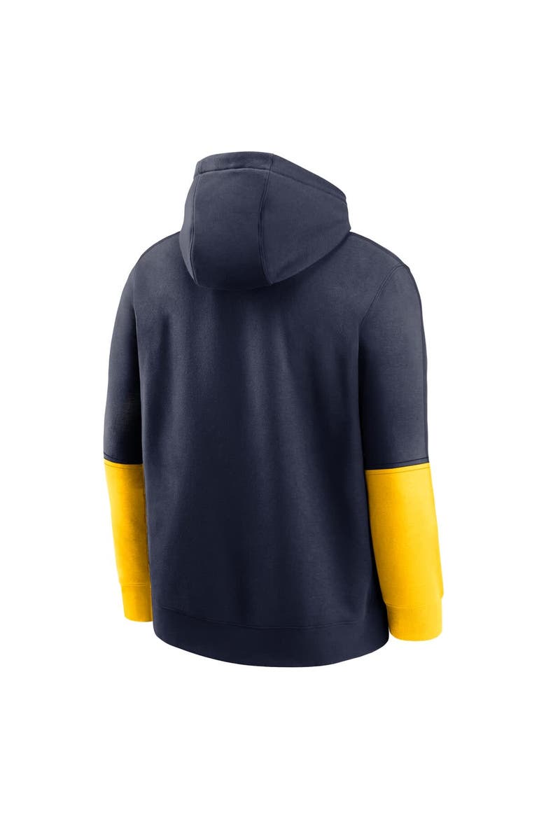 Men's Jordan Brand Navy/Maize Michigan Wolverines 2024 Sideline Club Pullover Hoodie, Alternate, color, Navy