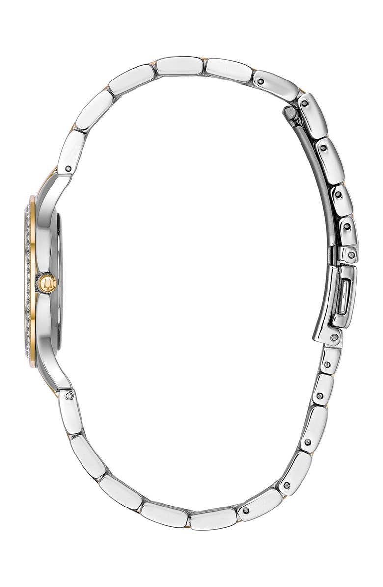BULOVA Women's Crystal Accent Two-Tone Bracelet Watch & Heart Pendant Necklace Set, 28mm, Alternate, color, 