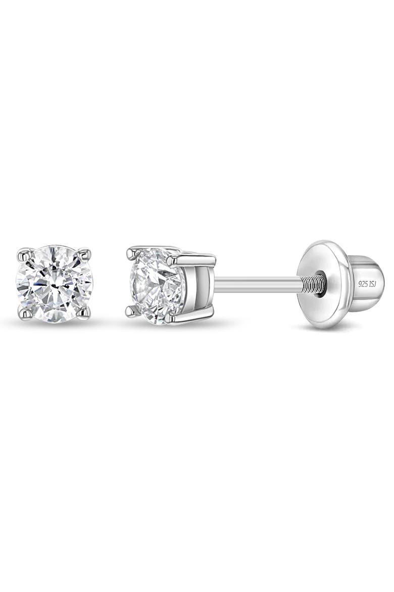 Classic Setting Solitaire Earrings, Main, color, Silver